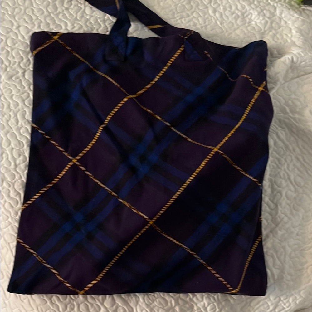 Burberry Purple and Blue Plaid Tote